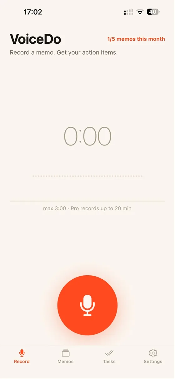 VoiceDo record screen